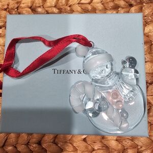 Tiffany & Co. Crystal Snowman candy cane ornament.